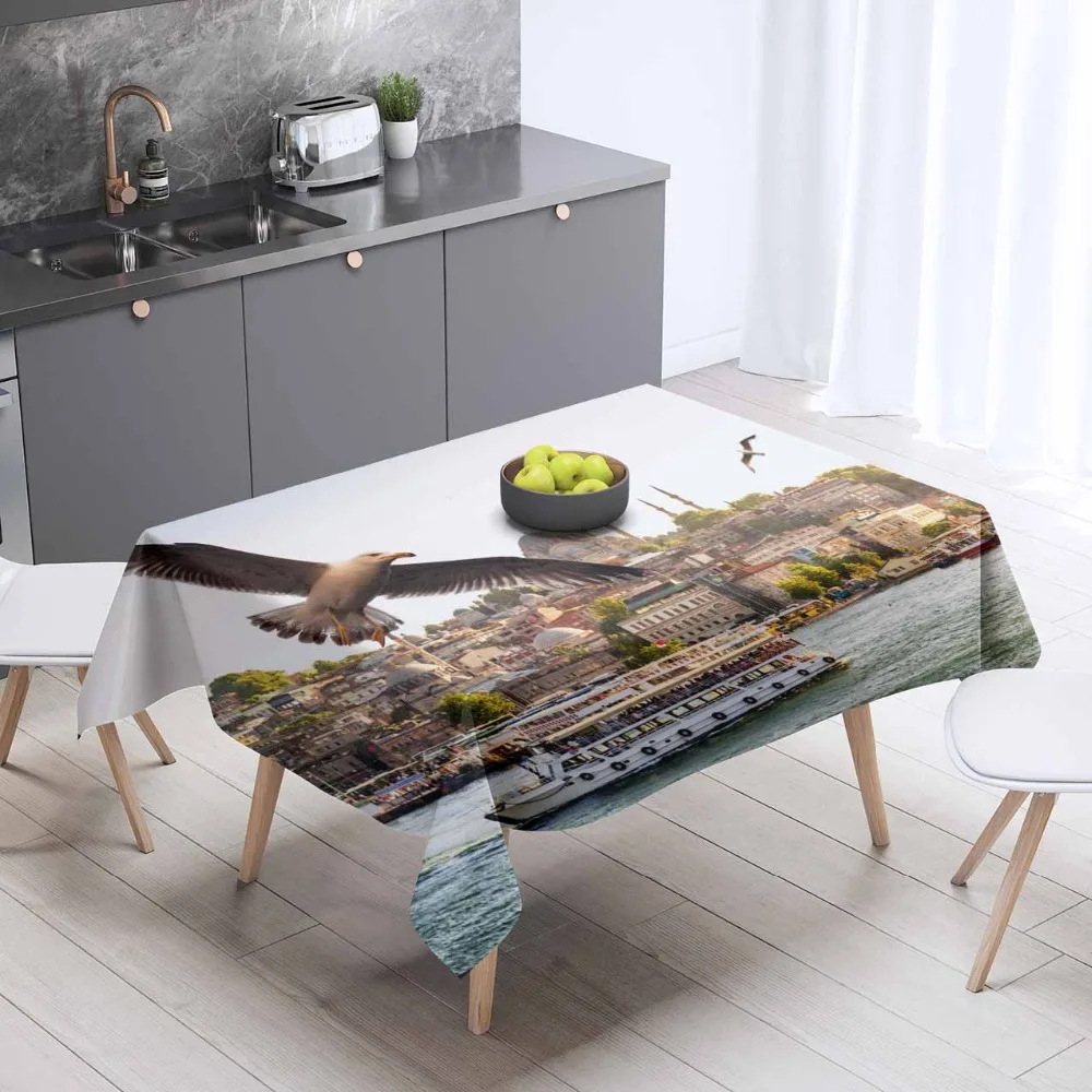 

Else istanbul Sea Bosphorus View Ferry Seagull 3d Print Washable Dustproof Thicken Cotton Cloth Rectangular Square Tablecloth