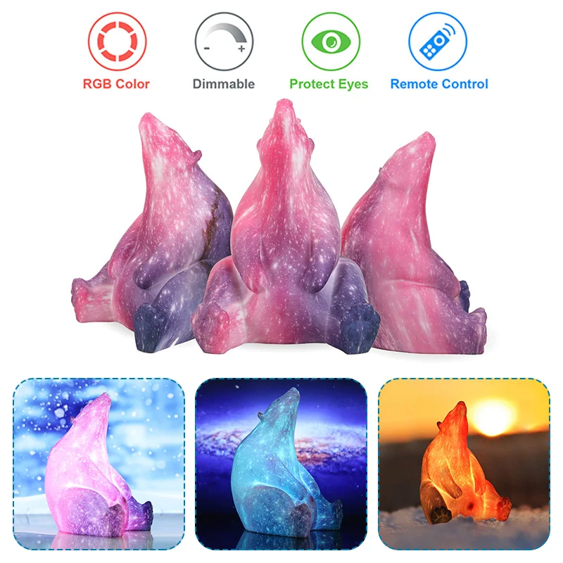 

16 Colors 3D Printing Polar Bear Lamp Colorful Change Touch LED Night Light with Remote Control Household Table Lamp Decoration