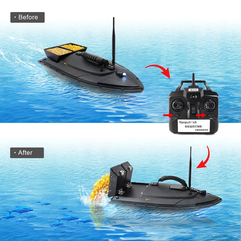 new RC Fishing Boat Smart RC Bait Boat Toy Digital Automatic Frequency Modulation 2.4G 5200MAH 500M Fast Add Extra BatFish Toys