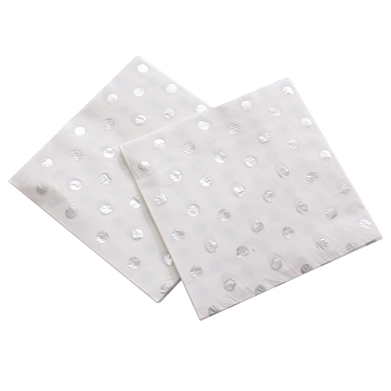 

1pack Silver Foil Dot Paper Napkin Party Virgin Wood Paper Napkin For Wedding Baby Birthday Home Decoration Supplies 33*33cm