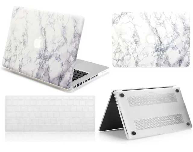 Новинка, белый мраморный Твердый Чехол-клавиатура, кожаный чехол для Apple Macbook Air Pro Touch Bar retina 1" 12" 1" 15" дюймов, чехол - Цвет: White marble