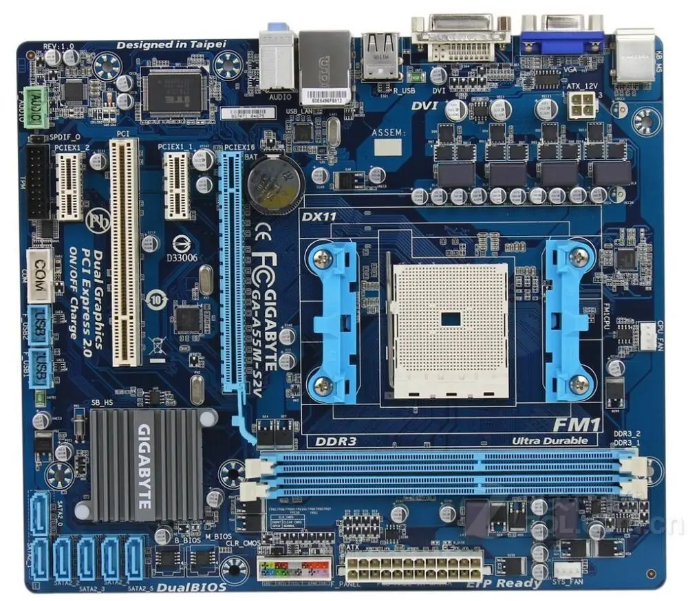 Для Gigabyte оригинальная б/у материнская плата для настольного ПК разъем FM1 DDR3 с разъемом DDR3|Материнские платы| |