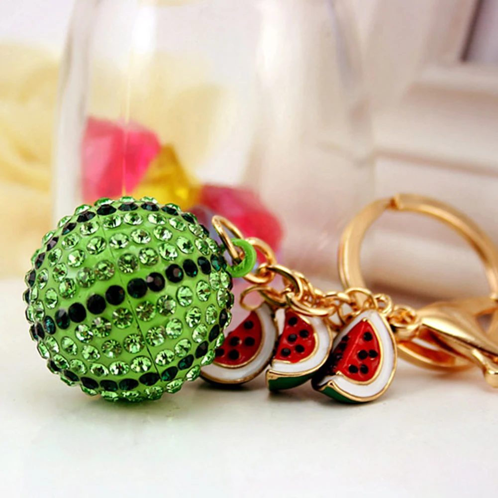 

Shiny Rhinestones Watermelon Pendant Car Key Chain Keyring Christmas Kid Gift
