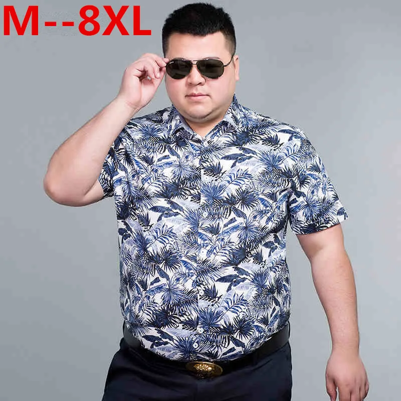 plus size 10XL 9XL 8XL 7XL 6XL 5XL 4XL Fashion Mens Short Sleeve Hawaiian Shirt Summer Casual Floral Shirts For Men