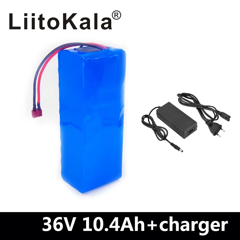 LiitoKala 36 В 10.4AH батарея для электровелосипеда Встроенная 20А литиевая батарея BMS упаковка 36 вольт с 2A зарядкой Ebike батарея