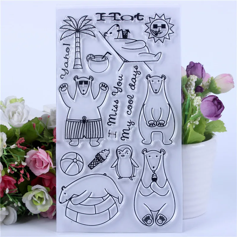 

DLKSDIY Cartoon bear Transparent Clear Stamp DIY Silicone Seals Scrapbooking / Card Making/Photo Album Decoration