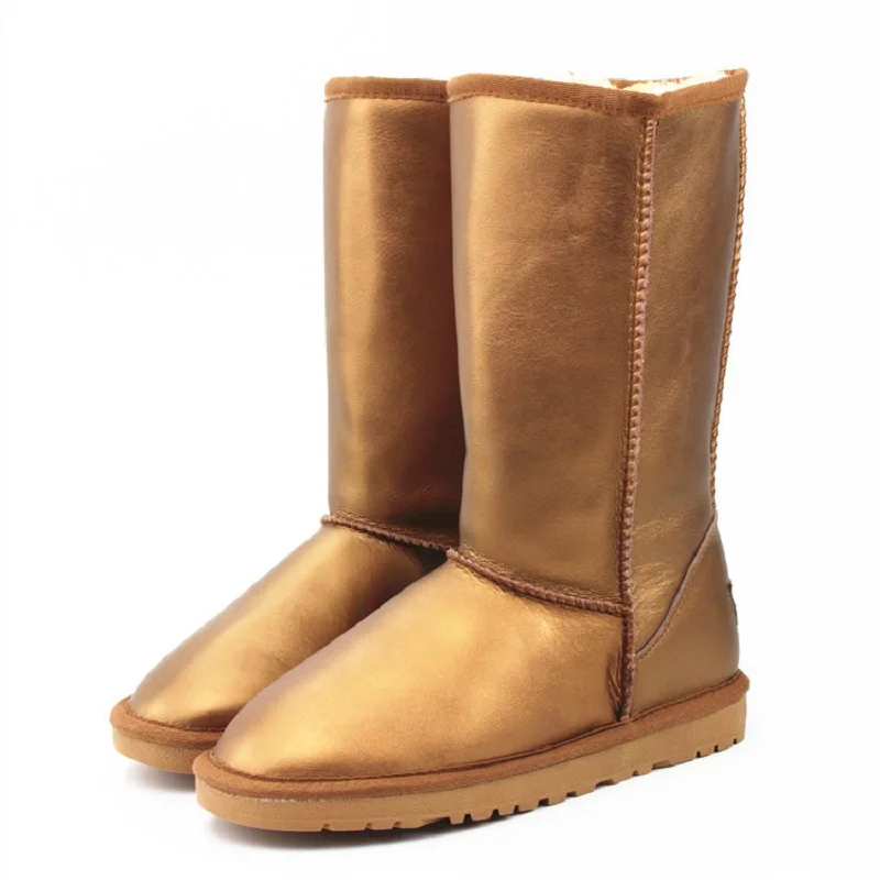 

2017 winter new waterproof high tube really cowhide female keep warm snow boots female