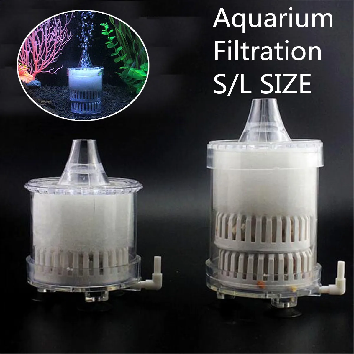Clear Aquarium Biochemical Sponge Bio Filter Fish Tank Air Aeration