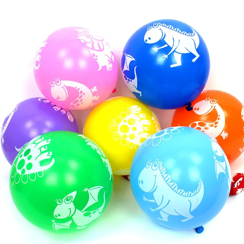 

10pcs 12inch Latex Balloons Jungle Park Dinosaur Printed Inflatables Balls Baby Shower Kid's Birthday Party Decoration Balloons