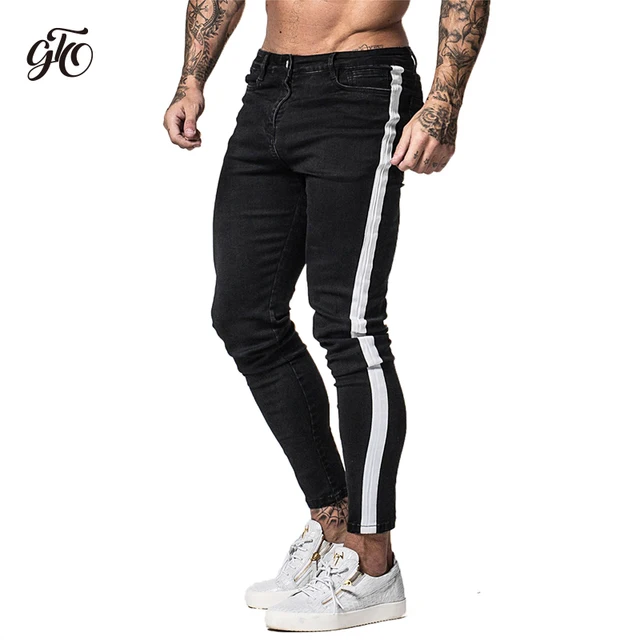 Gingtto Side Striped Skinny Jeans Men 