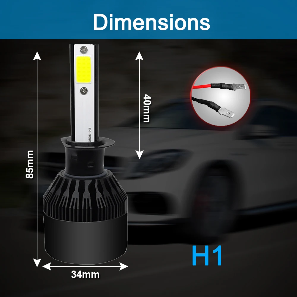 1 шт. COB 9006 9005 H1 H11 H7 H4 C6 72 Вт 8000LM светодио дный фар автомобиля комплект Turbo лампочки 6000 К черный светодио дный лампы