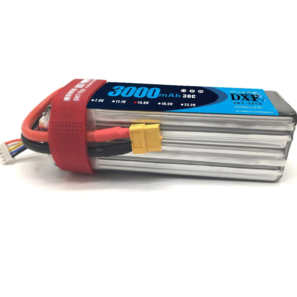 DXF литий-полимерный аккумулятор 14,8 V 3000mAh 4S 30C MAX 60C 1/10 RC автомобиль Lipo Bateria Мультикоптер Квадрокоптер гоночный автомобиль traxxx fpv Дрон