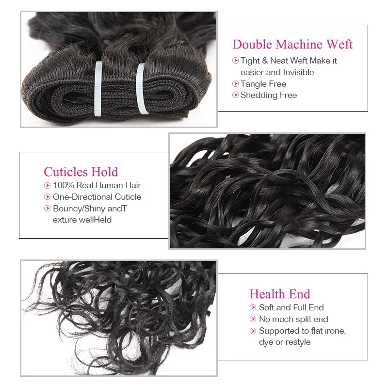 Meetu Hair Malaysian Water Wave 3 Bundles Human Hair Weave Natural Color 100% Non Remy Hair Extension 8''-28'' Free Shipping Meetu Hair Malaysian Water Wave 3 Bundles Human Hair Weave Natural Color 100% Non Remy Hair Extension 8''-28'' Free Shipping