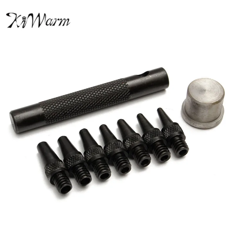 

KiWarm 7Pcs/set 2-5mm DIY Leather Punch Set Craft Eyelet Hollow Hole Interchangeable Hand Tools Leathercraft Punching Tool set