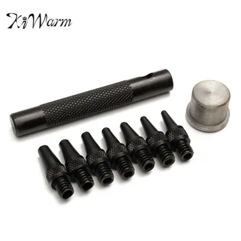 

KiWarm 7Pcs/set 2-5mm DIY Leather Punch Set Craft Eyelet Hollow Hole Interchangeable Hand Tools Leathercraft Punching Tool set
