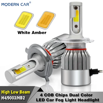 

MODERN CAR H4 COB Dual Color 60W 8000lm Hi/Lo H4/9003/HB2 led Fog Light Headlight Car Led Bulbs All In One Design 12V 24V Lights