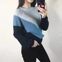 ZARA Осень зимний свитер Для женщин контраст Цвет Повседневное пуловеры Для женщин с длинными рукавами и круглым вырезом Топы Для женщин джемпер Femme мягкие