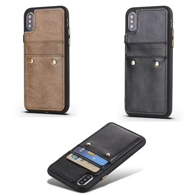 

ZENGXIX Luxury rivet phone case For iphone 6 new style Business PU Card Slot Anti knock Leather Cover For iphone 6 plus case