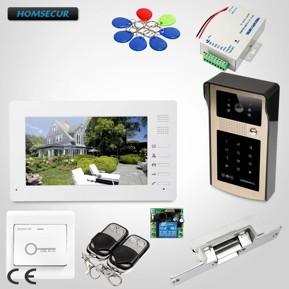 

HOMSECUR 7inch Video Door Phone Intercom System Electric Lock Supported for Home Security XC004-S+XM706