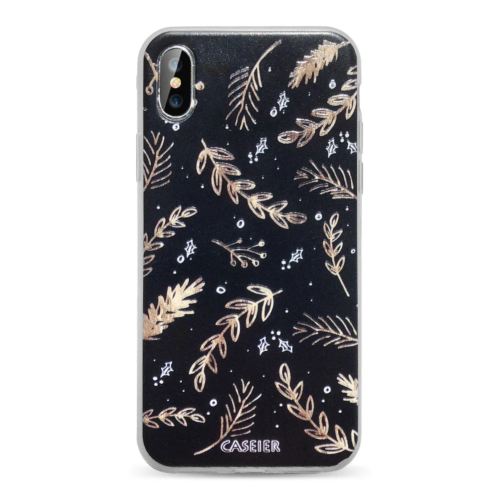 CASEIER год чехол на айфон 8 7 6S 6 5S Рождество телефон случаях Case чехол для iPhone 8 7 6S 6 Plus X XS Max XR мягкая обложка для iPhone 6 6S 7 8 Plus 11 Pro Max 11 Case - Цвет: Gold Leaves