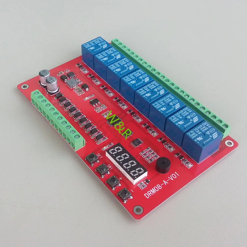 

DRM08/eight-way multi-function relay module / delay / self-locking / cycle / timing / linkage / control module