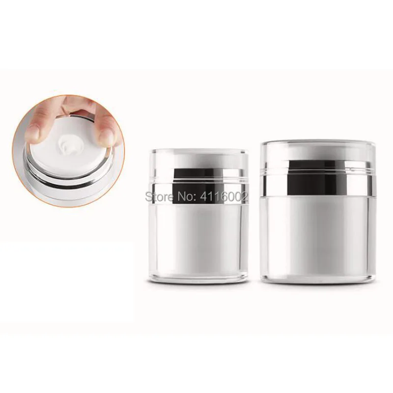 

100pcs 50g/50ML Airless Acrylic Cream Jar Round Vacuum Cream Bottle Cosmetic Makeup Jars Packing Pump Bottle