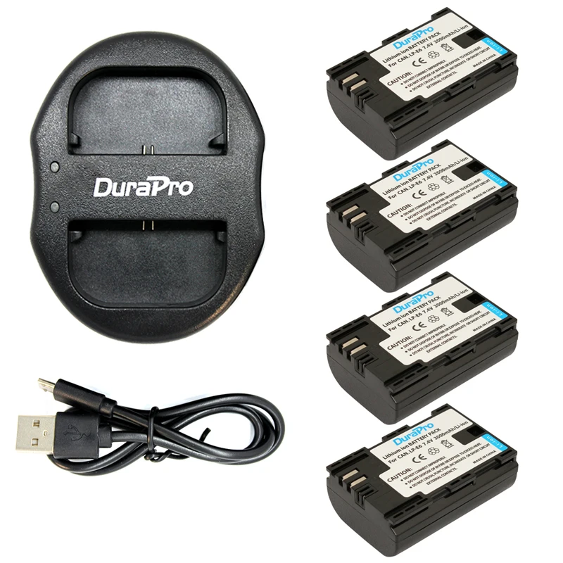 4Pcs LP-E6 LP E6 LPE6 LP-E6N Battery + USB Dual Charger for Canon EOS 5D Mark II 5D Mark III 6D 7D 60D 70D 7D Mark II XC10 HOT зарядное устройство canon ac e6n for eos 5d mark ii eos 5d mark iii eos 70d eos 6d eos 7d eos 7dmark ii eos 5ds