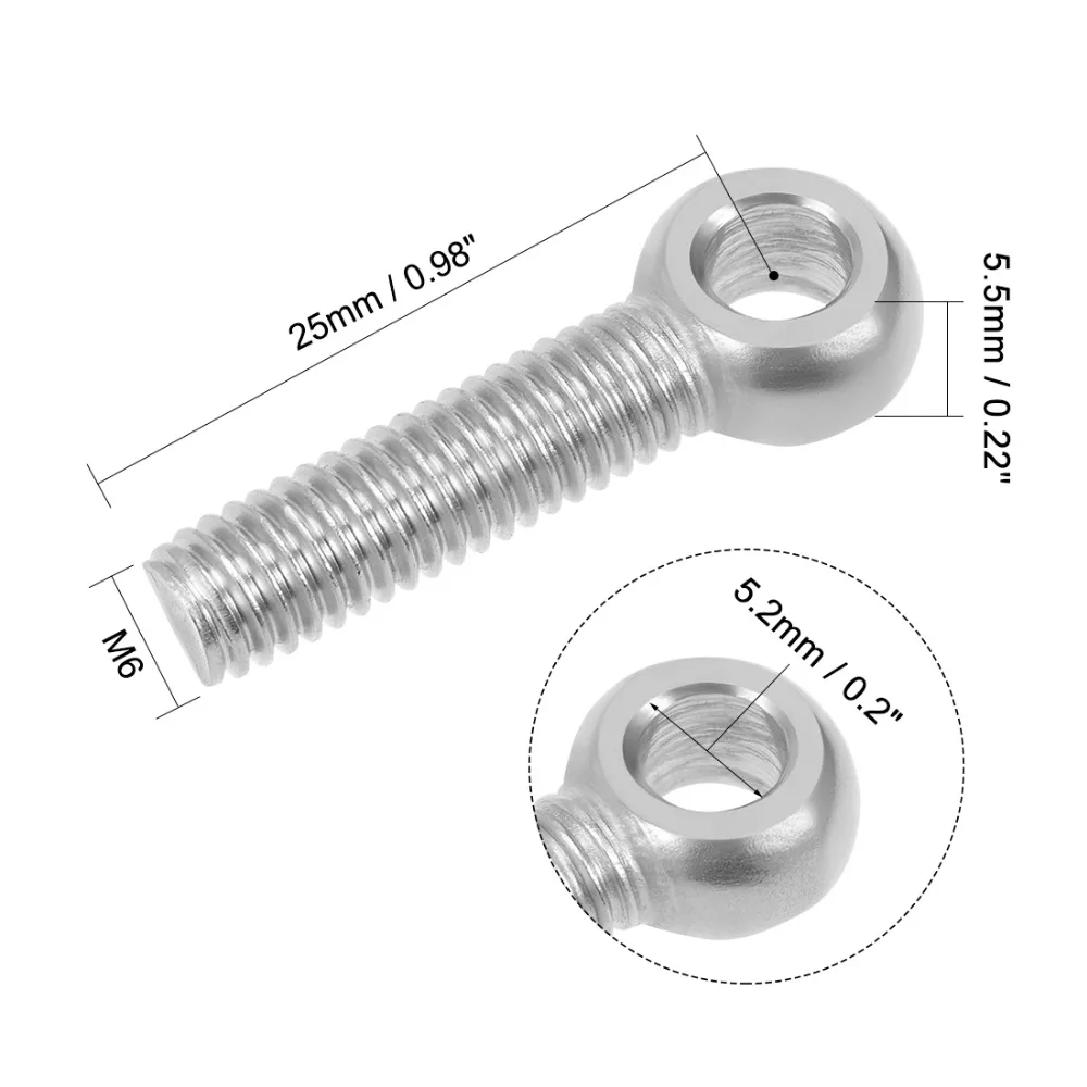UXCELL 8 шт. болты M6x25mm 304 из нержавеющей стали машинный подъемный рым-болт Метрическая резьба идеальный подъемный болт оборудования