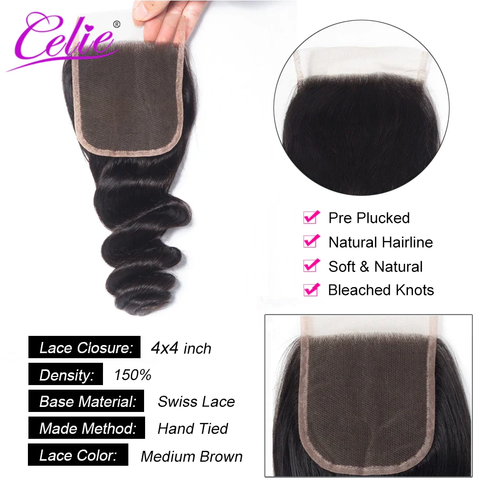 Celie-Hair-Brazilian-Lace-Closure-Loose-Wave-4x4-Remy-Human-Hair-Closure-Free-Middle-Part-Swiss
