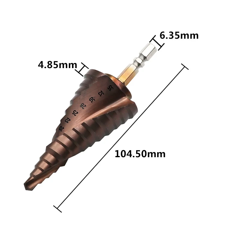 JIGONG HSS-CO M35 шестигранный хвостовик спиральный паз Шаг сверло металлический конус Шаг сверло из нержавеющей стали Отверстие пила отверстие резак