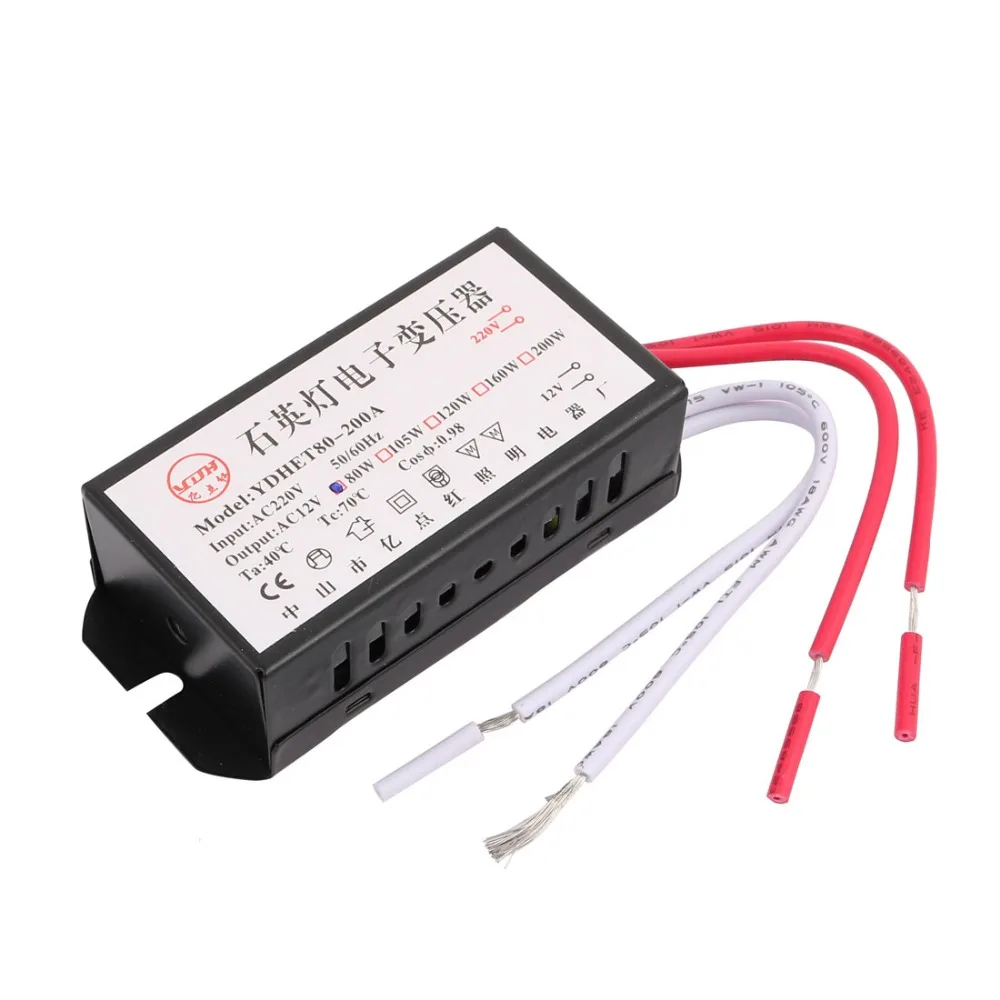 

AC 220V To 12V 80W 105W 120W 160W Electronic Converter Voltage Transformer For Quartz Lamp Transformers Electrical Equipment