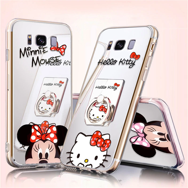 

Cute Cartoon Mickey Minnie Mouse Plating Coque Soft Gel Phone Case For Samsung S9 S9plus S8 S8plus Note8 Mirror Cat Cover Fundas