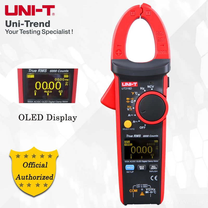 UNI T UT216D 600A True RMS Digital Clamp Meter AC DC True RMS Current Meter VFC