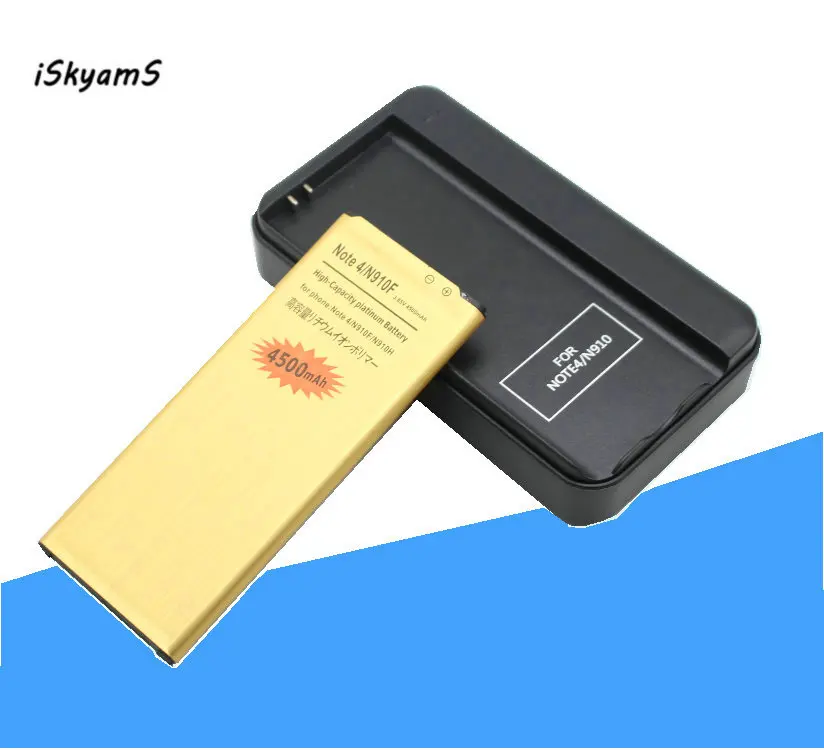 ISkyamS 1x EB-BN910BBE Note4-ионная Золотая батарея + зарядное устройство для Samsung Galaxy Note 4 N910H