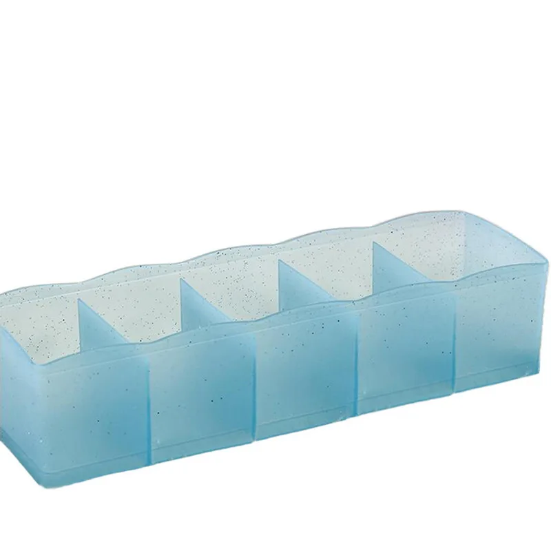

Transparent Blue Five-category Storage Box Underwear Finishing Box Desktop Drawer Classification Stackable Partition Storage Box
