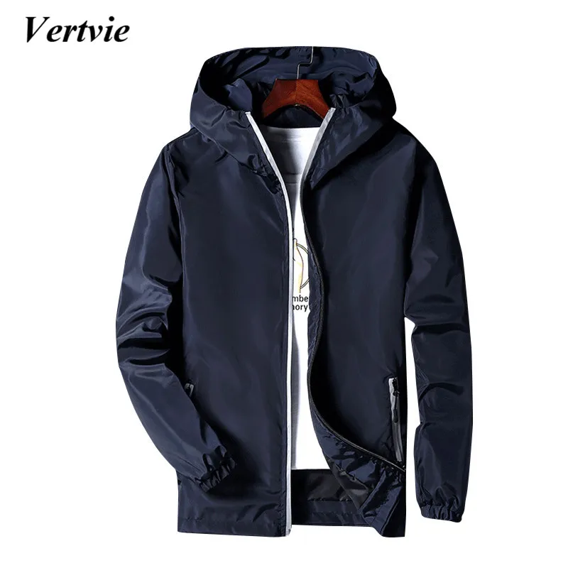 

Vertvie Zipper Hooded Solid Sport Jacket Running Hiking Fishing Sportswear Costumes For Men Sports Suit Windbreaker Tracksuits