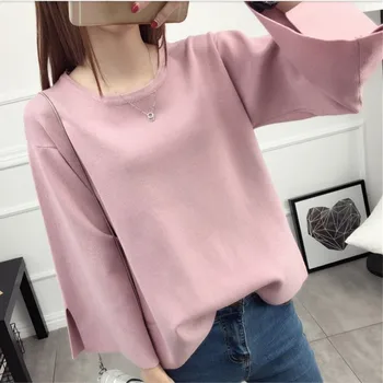 

2017 Fall fashion sweater loose knit cuff horn head nine sleeve size sweater women fall