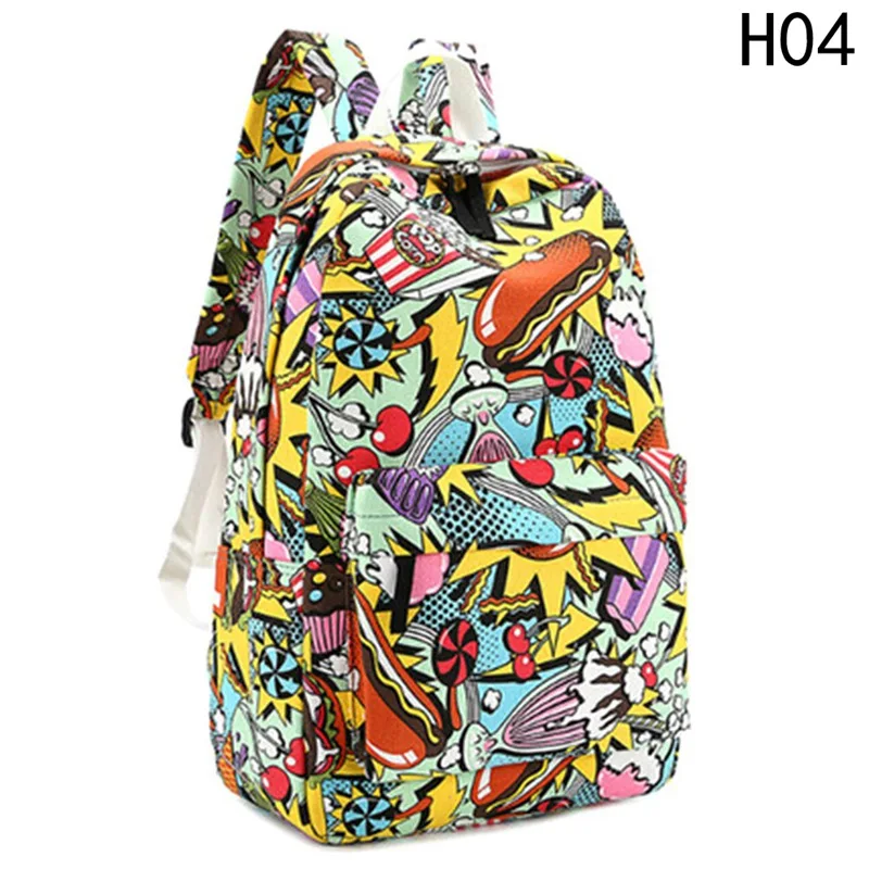 2018 Canvas Graffiti Backpack Students School Bag For Girls and Boys