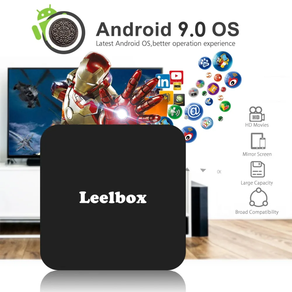 

Android 9.0 Smart TV Box Leelbox Q4 4GB RAM 32GB ROM Rockchip RK3328 H.265 4K Optional 2.4G WIFI TVbox Set top box