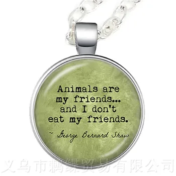 

Animals Are My Friends, And I Don't Eat My Friends Round Glass Cabochon Necklace Best Gift For Vegan Friends Sweater chain