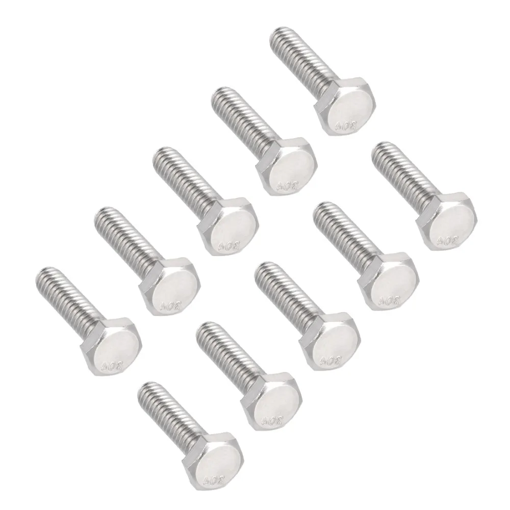 

10Pcs Bolts 1/4-20x1" 304 Stainless Steel Hex Head Screw Bolt Fastener Fasteners Hardware For Communication Equipment Bolts