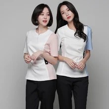 Корейский модный салон красоты спа одежда больница медсестры топ+ брюки комплект высокого качества ногтей художника униформа