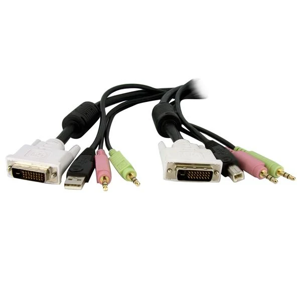 StarTech.com 6ft 4 в 1 USB Dual Link DVI-D kvm-переключатель кабель w/аудио и микрофон, 1 x DVI-D, 1 x USB, 2x3,5 мм, 1 х DV