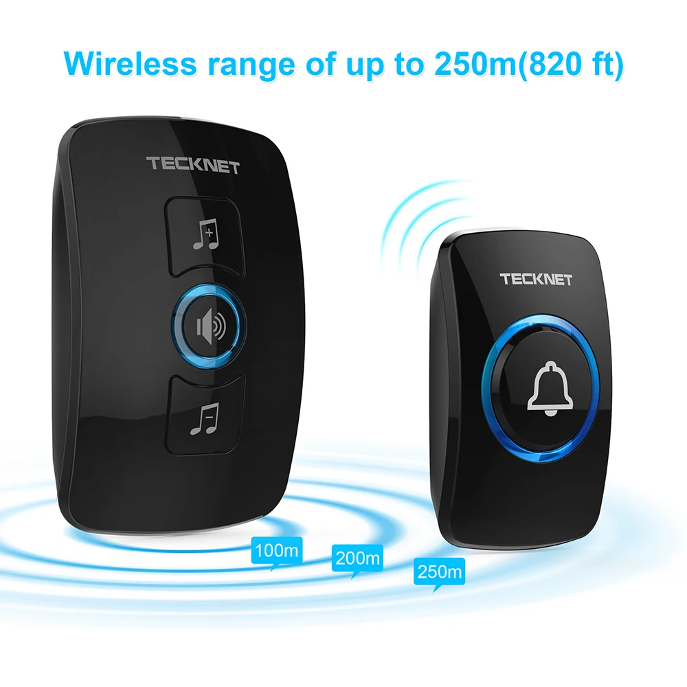 TeckNet Wireless Doorbell Wall Plug-in Cordless Waterproof Home Door Bell Chime 250M Range with 32 Chimes Easy Install TeckNet Wireless Doorbell Wall Plug-in Cordless Waterproof Home Door Bell Chime 250M Range with 32 Chimes Easy Install