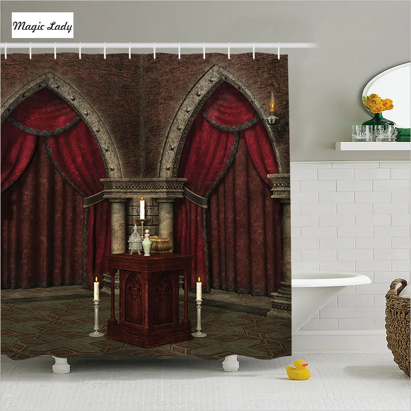 Shower Curtain Polyester Bathroom Accessories Mysterious Room Castle