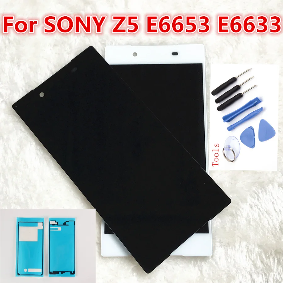 Pаспродажа Оригинальный ЖК дисплей для sony Xperia Z5 E6603 E6633 E6653 E6683 кодирующий преобразователь сенсорного экрана в сборе с рамкой + Бесплатные инструменты ЖК...