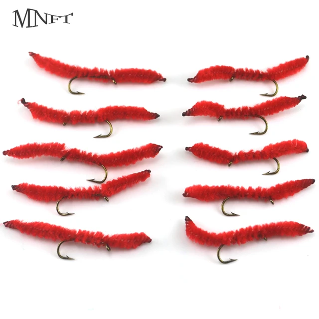 MNFT 50Pcs/Box Wholesale 10# Juan Worms Fly Fishing Salmon Trout Bait red  Nymphs - AliExpress