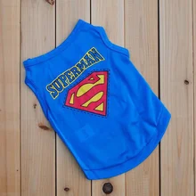 Мягкий жилет футболка с рисунком Супермена новая одежда для собак французская одежда для бульдога синяя рубашка дешевая дышащая одежда для собак Shih Tzu E