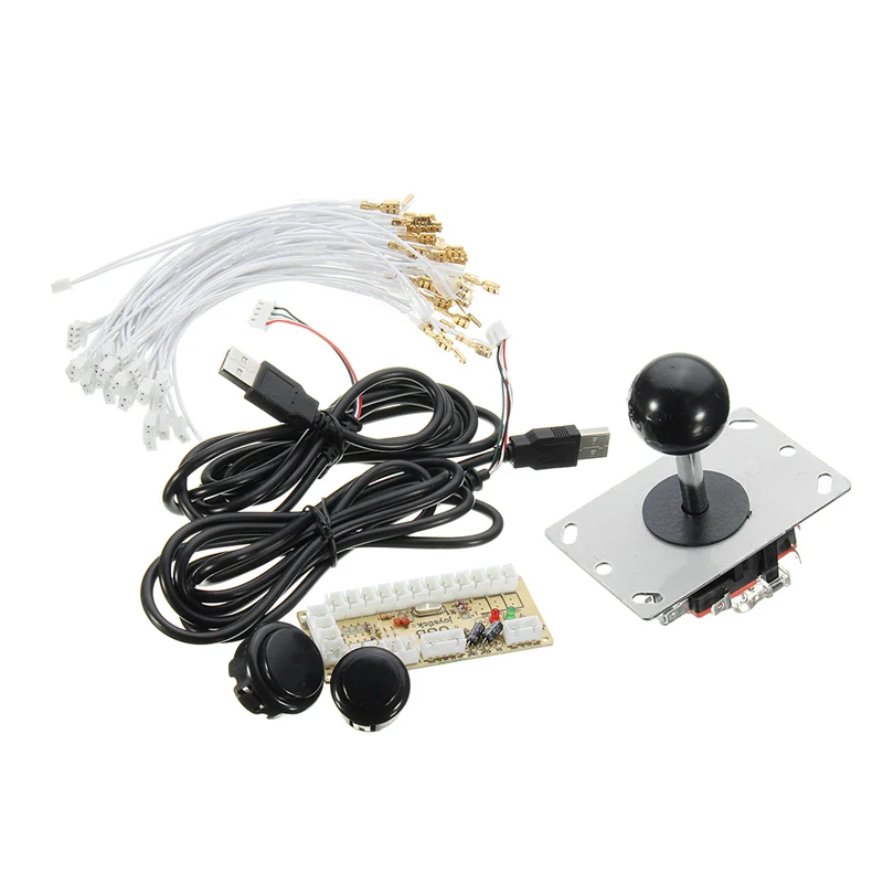 Zero Delay Arcade Джойстик DIY светодиодный USB энкодер + ДЖОЙСТИК блестящие кнопки кабели