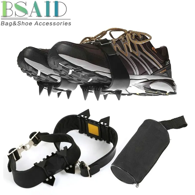 BSAID 1 Pair Ice Gripper 4 Teeth,Outdoor Anti Skid Snow Ice